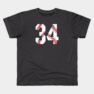 Baseball Number 34 #34 Baseball Shirt Jersey Favorite Player Biggest Fan Kids T-Shirt